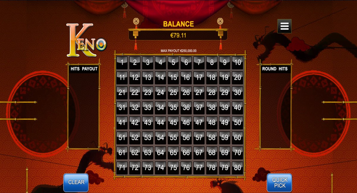Play Keno by RealTime Gaming at Punt Casino.