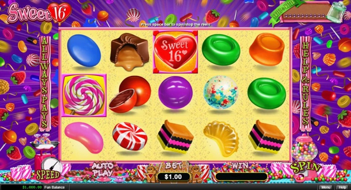 Play RealTime Gaming’s delicious slot, Sweet 16, at Punt Casino.