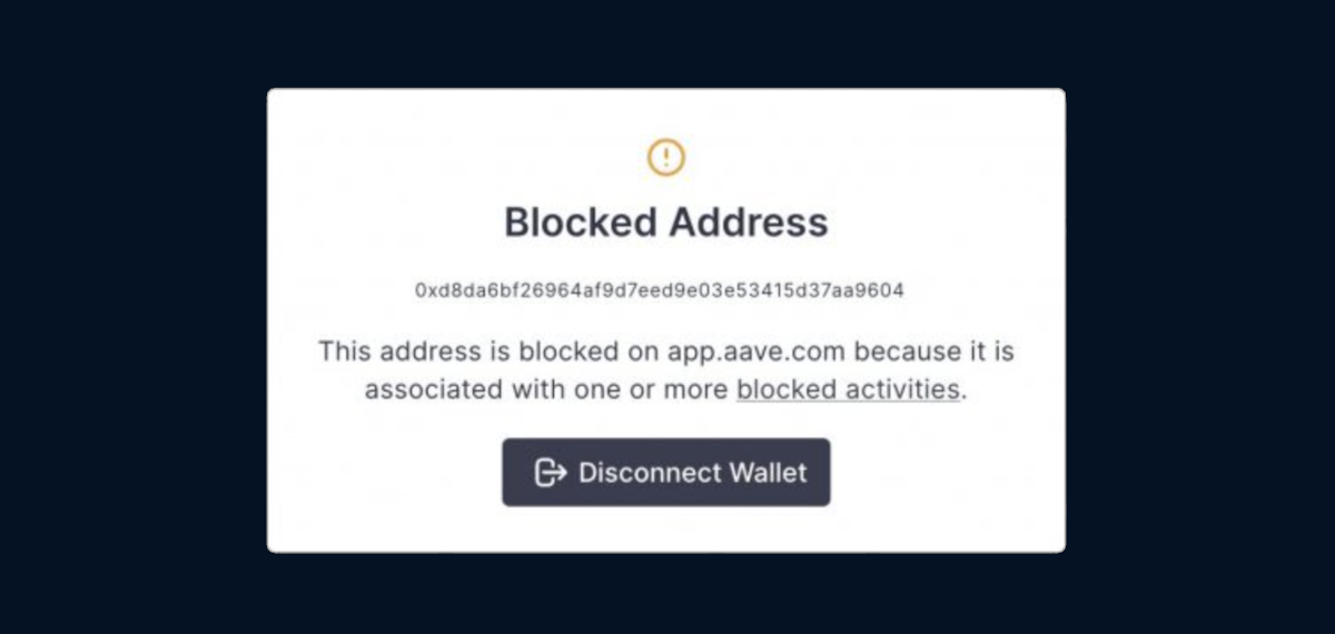 Crypto addresses blocked for using Tornado Cash.