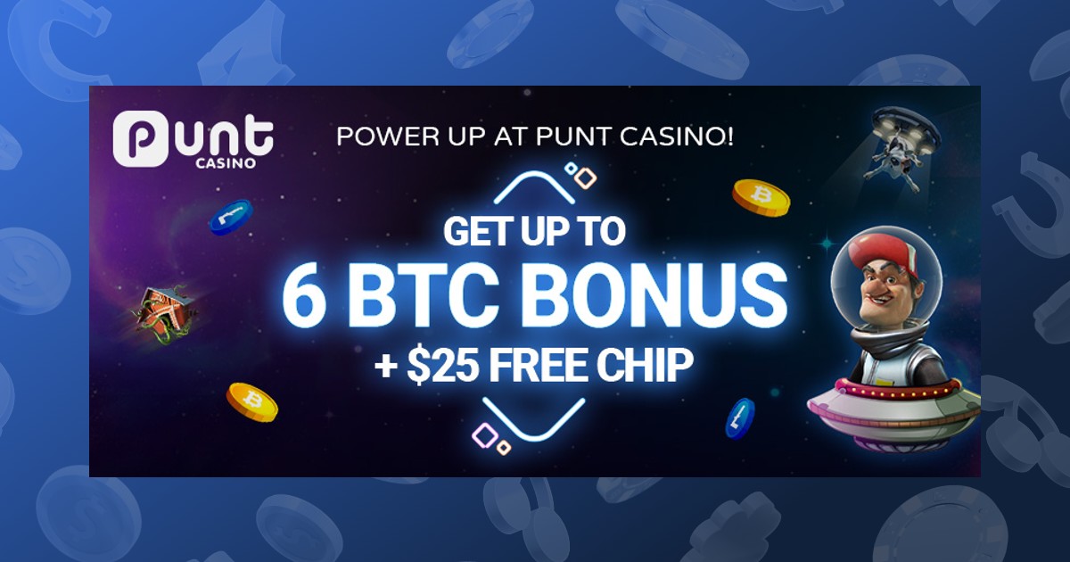 Punt Casino’s welcome offer gives you a 6 BTC, and comes with 40x wagering requirements.