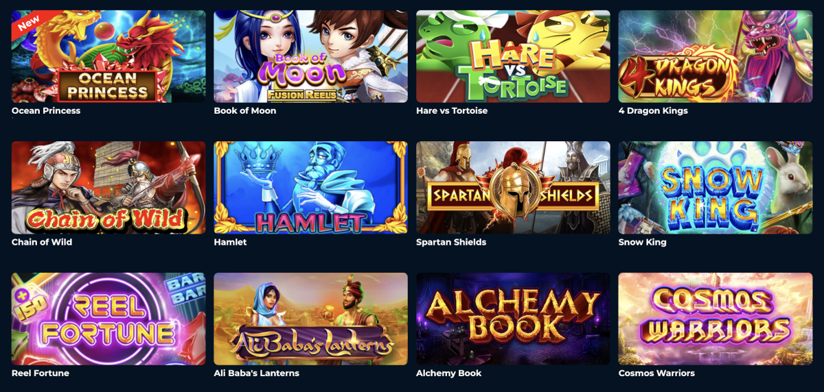 Some of the games available to play using cryptocurrency at Punt Casino.