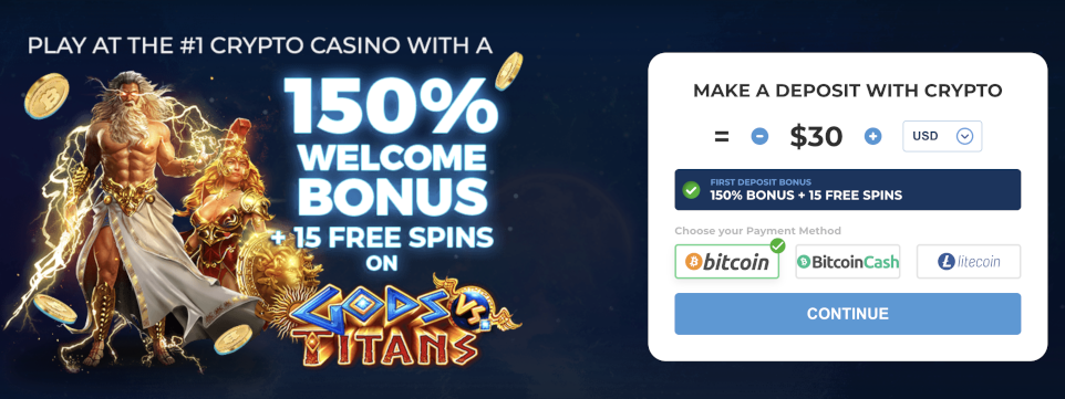 Depositing crypto is easy with Punt Casino's quick-deposit window in the lobby.