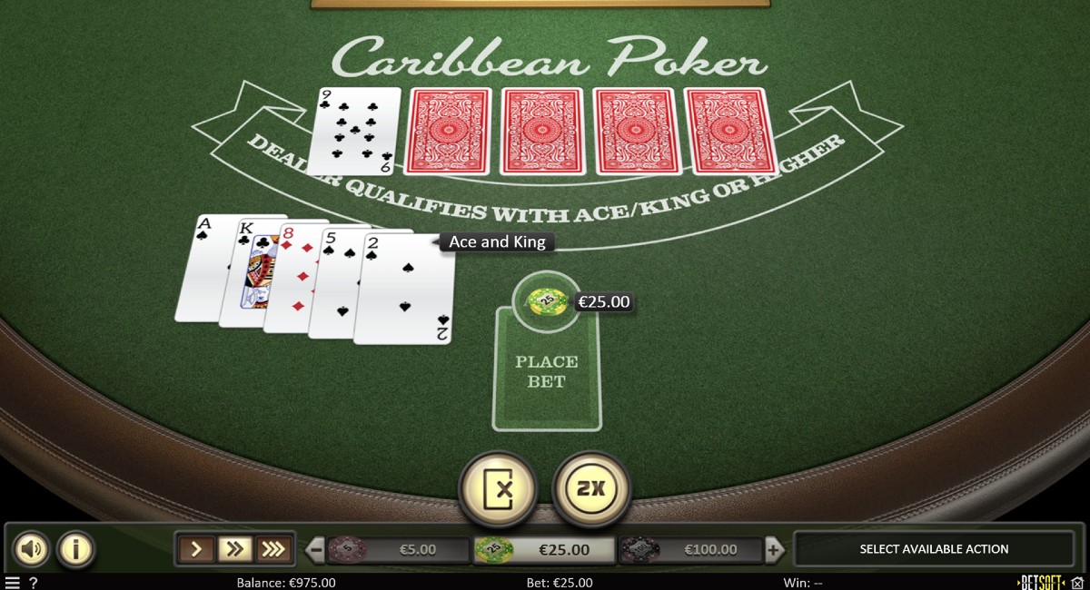 Play Caribbean Poker at Punt Casino.
