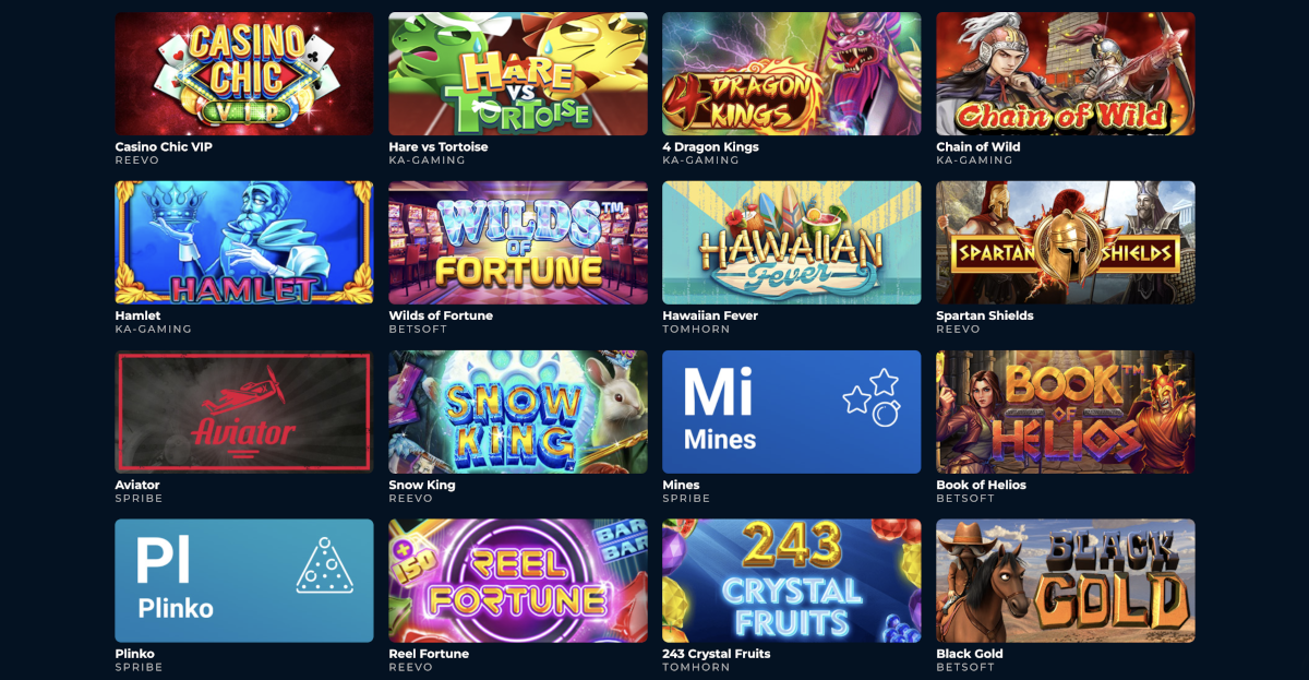 Games available to play using crypto at Punt Casino.