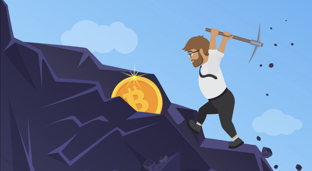 Cartoon image of a bitcoin miner.