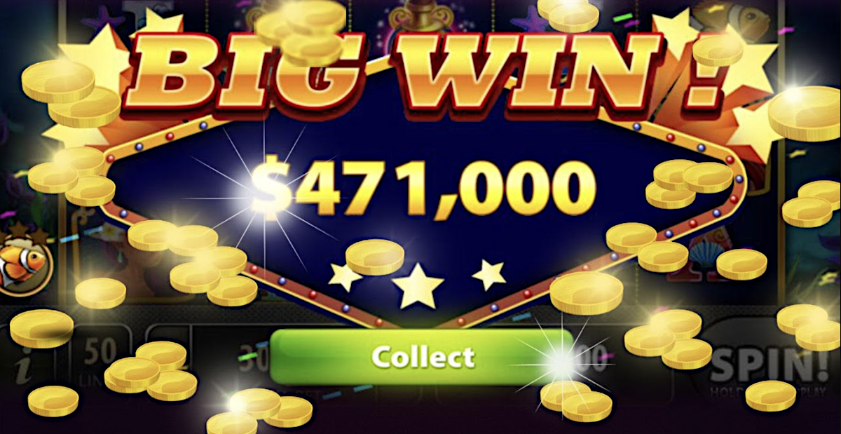 Big win on a jackpot slot machine.