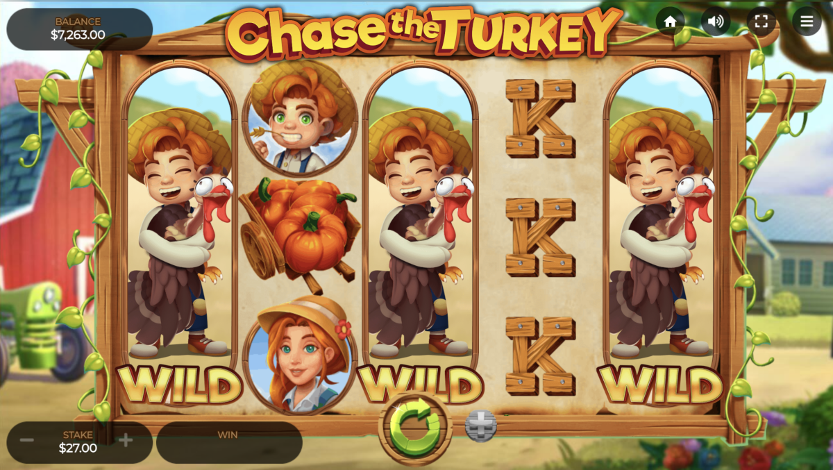 Wild symbols in Chase the Turkey slot from Dragon Gaming expand to cover the entire reel and will multiply all payouts when substituting in a winning combination.
