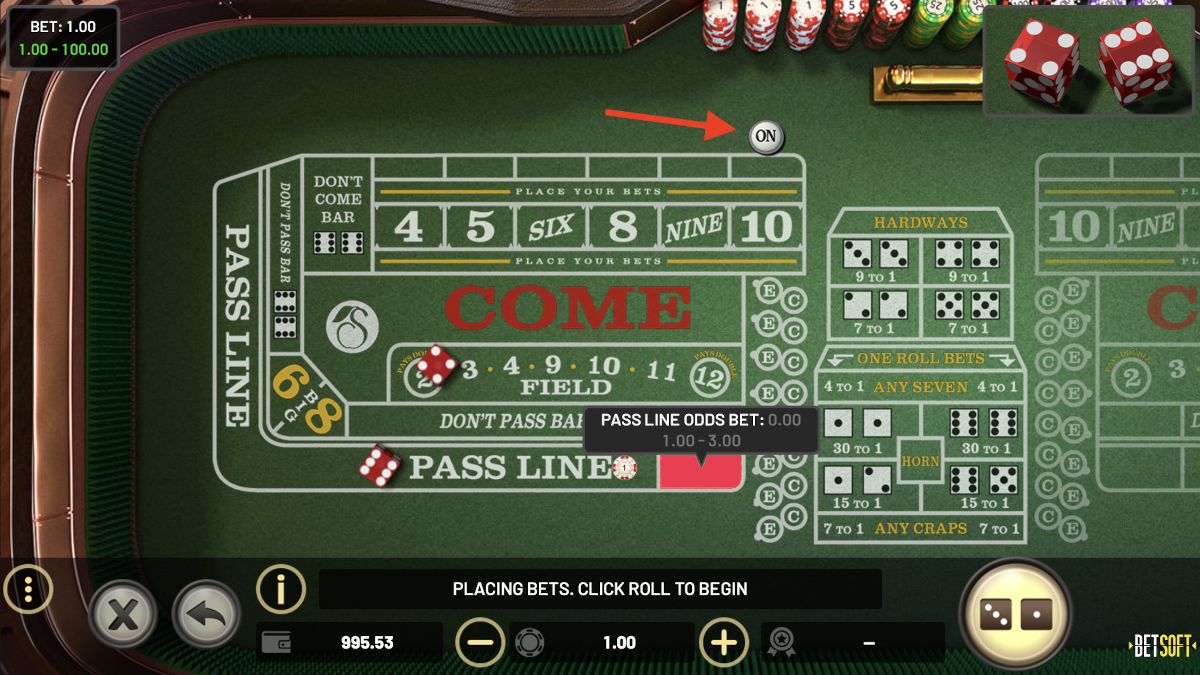 Odds bets in craps from Betsoft explained at Punt Casino.
