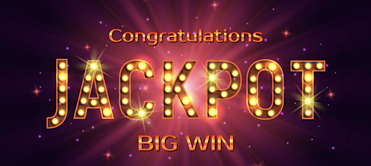Progressive jackpot message that pops up on the screen after winning a jackpot in slot games.