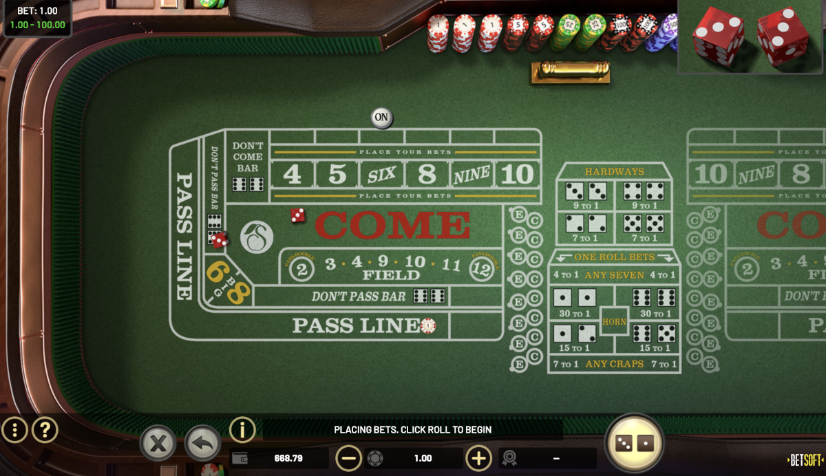 Craps from Betsoft played at Punt Casino.