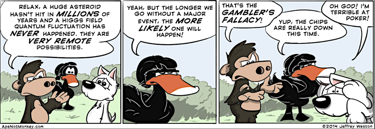 The "Gambler's Fallaacy" explained in a funny cartoon.