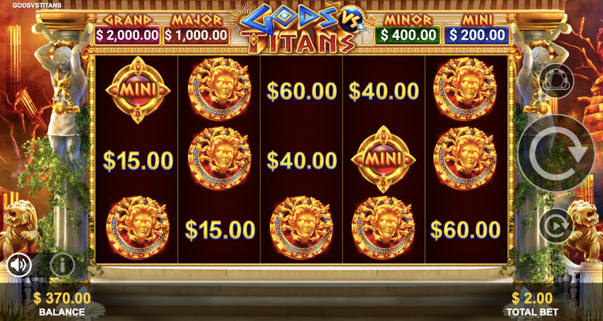 Gods vs Titans bonus game played at Punt Casino.