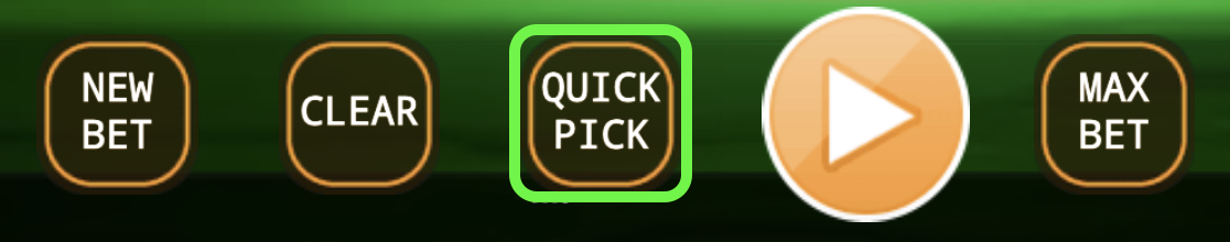 The quick pick button allows you to pick your numbers instantly and randomly when playing keno online.