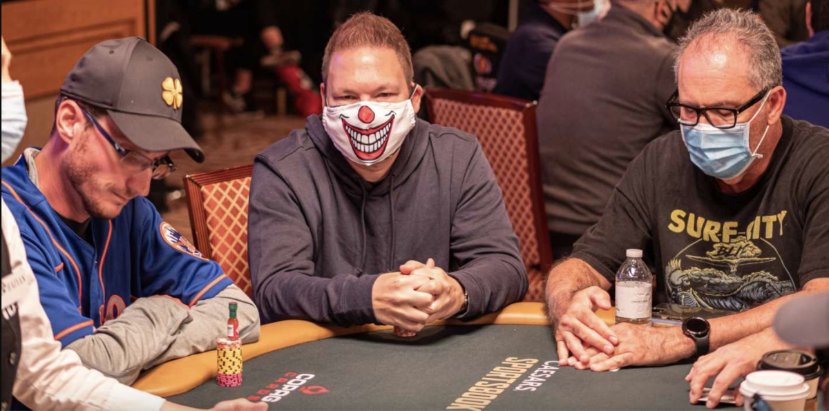 Poker players wearing masks during the pandemic.