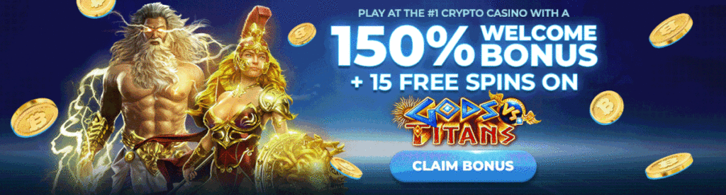 The Punt Casino Welcome Package offers a 150% bonus and 15 free spins on Gods vs Titans slot with the first deposit after signing up with the casino.