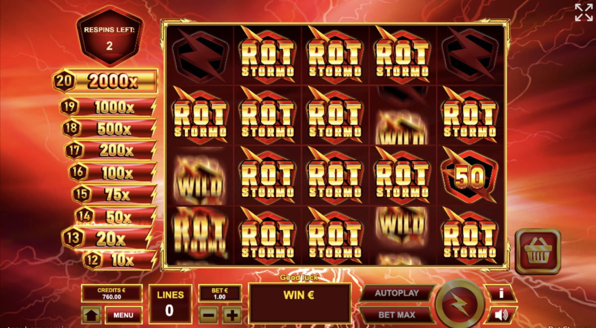 Rot Stormo slot bonus game played at Punt Casino.