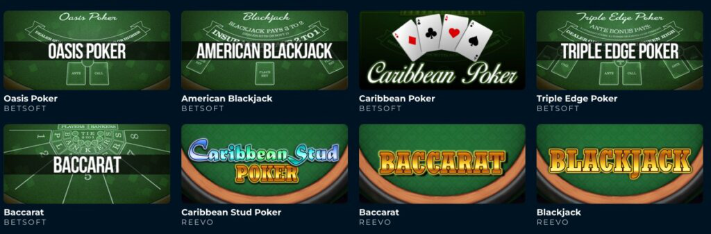 Some table games available to play using cryptocurrencies at Punt Casino.