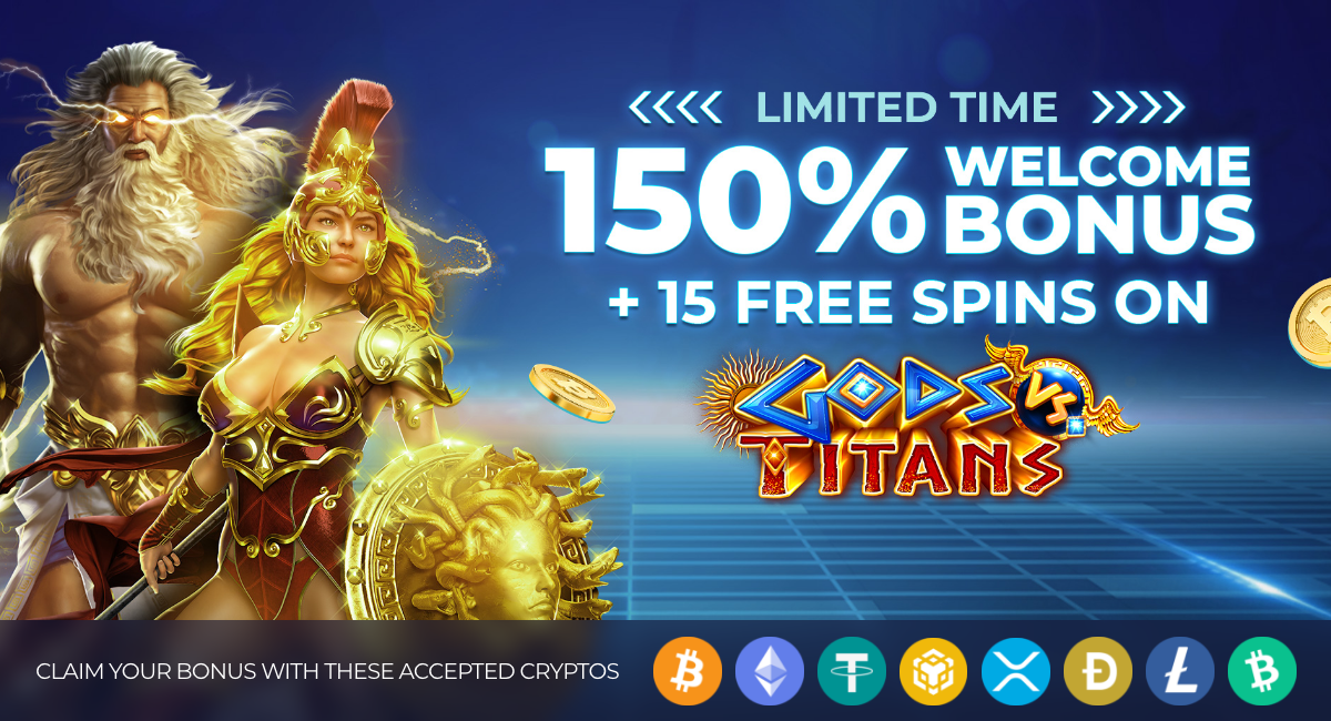 Punt Casino offers a 150% welcome bonus and 15 free spins on Gods vs Titans for all new players.