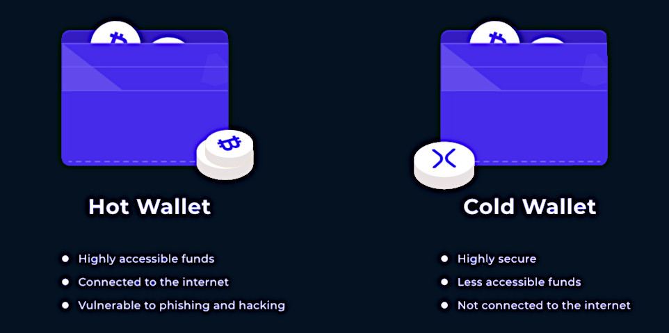 Hot wallets vs cold wallets for crypto.