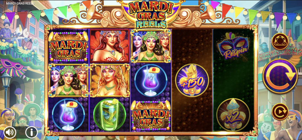 The new Mardi Gras Reels slot played at Punt Casino.