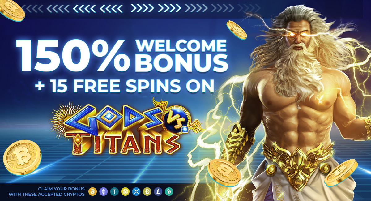 The Punt Casino Welcome Package offers a 150% deposit bonus and 15 free spins on the hot slot Gods vs Titans.