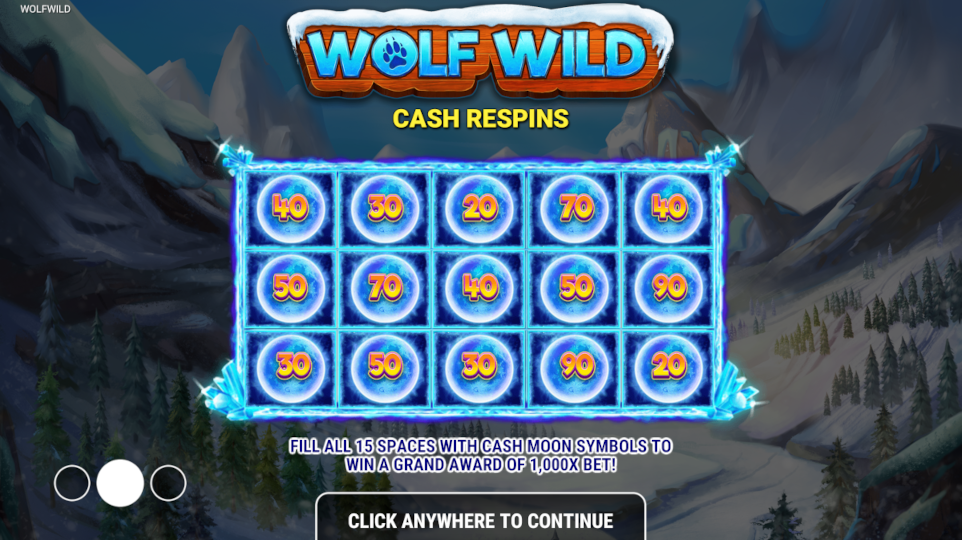 The Cash Respins bonus in Wolf Wild slot from Reevo offer the opportunity to win 1,000x your bet.