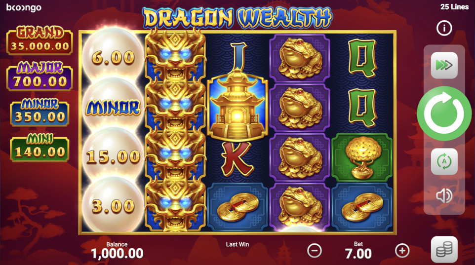 Dragon Wealth slot played at Punt Casino.