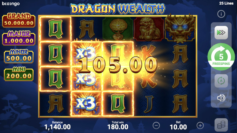 Dragon Wealth slot bonus features.