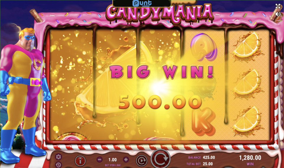 Candymania slot from Reevo played at Punt Casino.