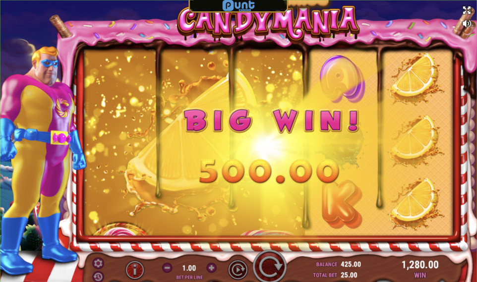 Candymania slot from Reevo played at Punt Casino.